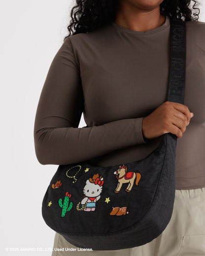 Medium Nylon Crescent Bag Embroidered Hello Kitty Western | Baggu Discount