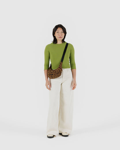Small Nylon Crescent Bag Leopard | Baggu Online Store