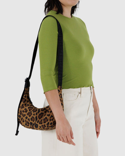 Small Nylon Crescent Bag Leopard | Baggu Online Store
