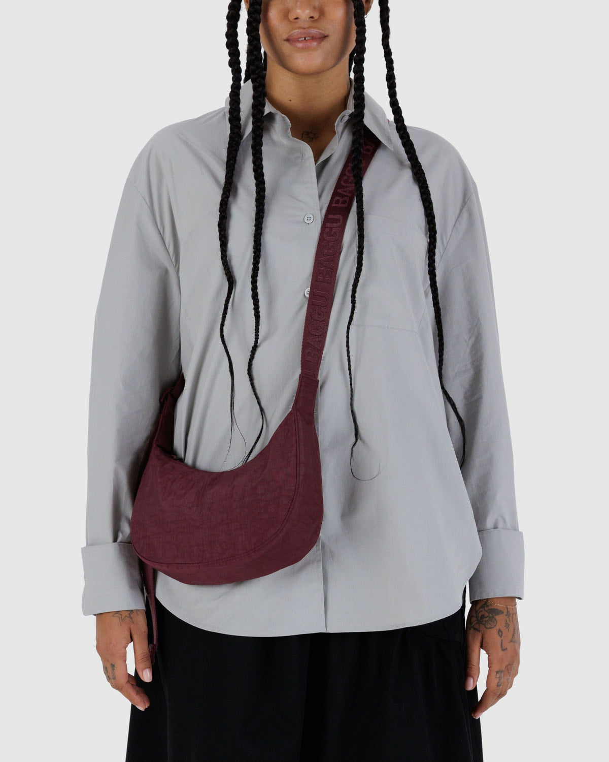 Small Nylon Crescent Bag Mahogany | Baggu Online
