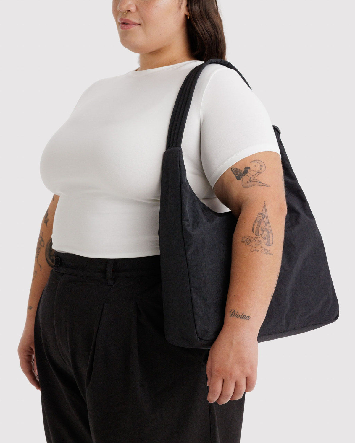 Nylon Shoulder Bag Black | Baggu On Sale