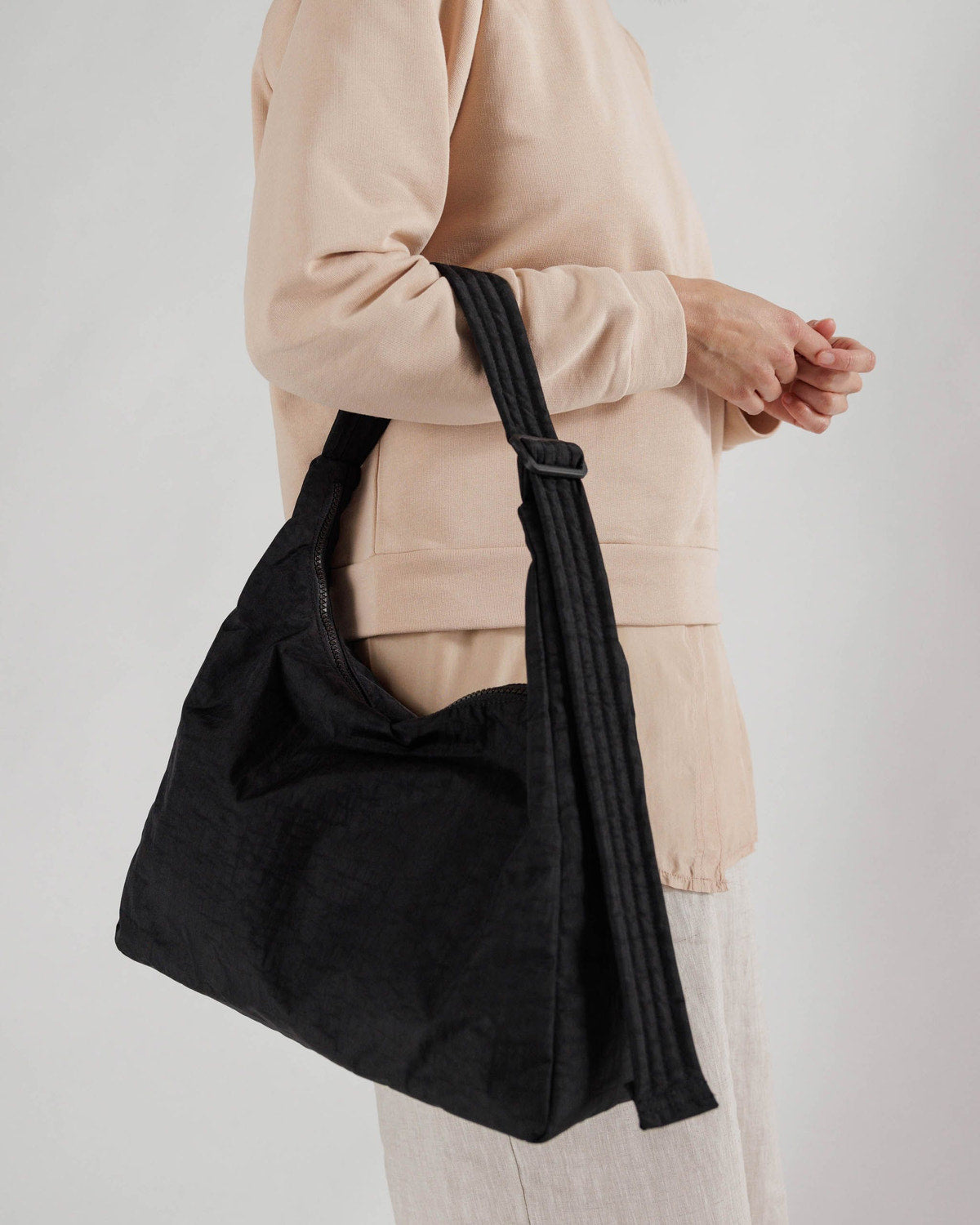 Nylon Shoulder Bag Black | Baggu On Sale