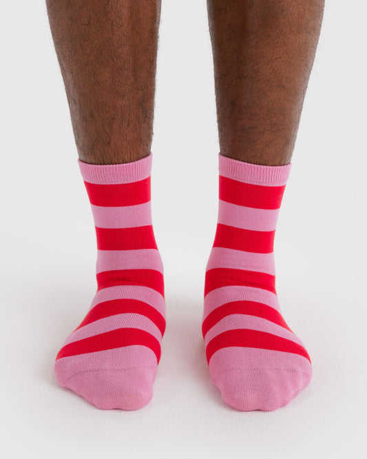 Baggu Crew Sock Pink Stripe