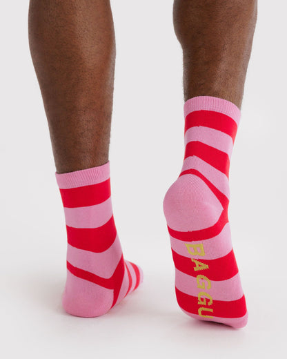 Crew Sock Pink Stripe | Baggu Online