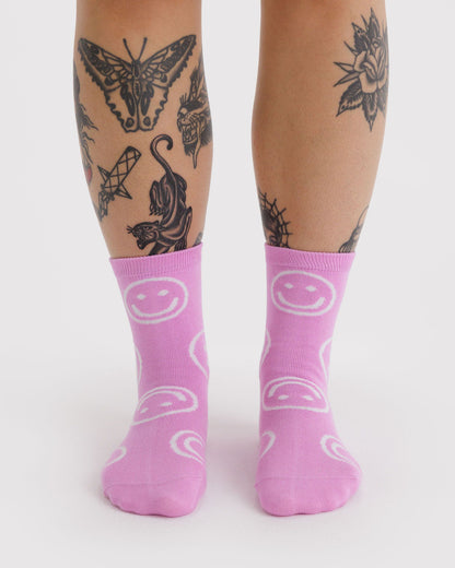 Crew Sock Pink Happy | Baggu Discount