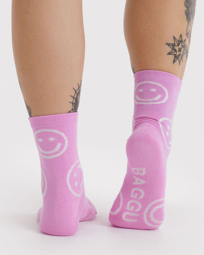Crew Sock Pink Happy | Baggu Discount