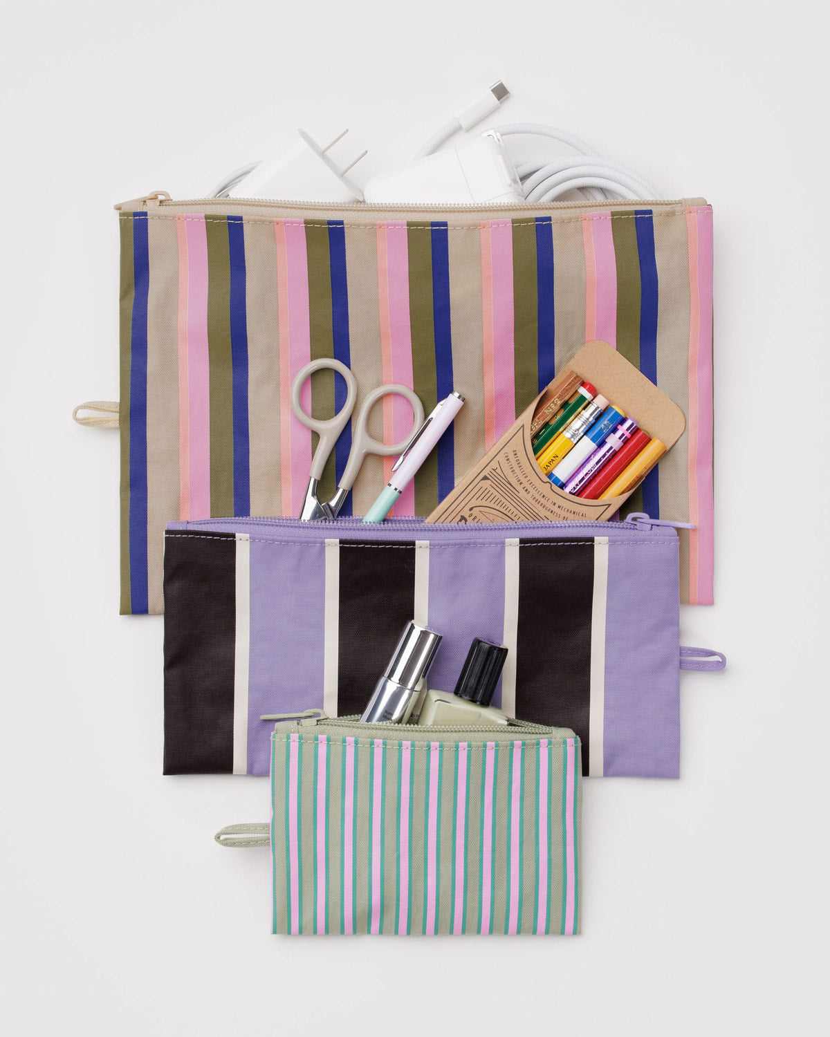 Flat Pouch Set Candy Shop Stripes | Baggu Discount