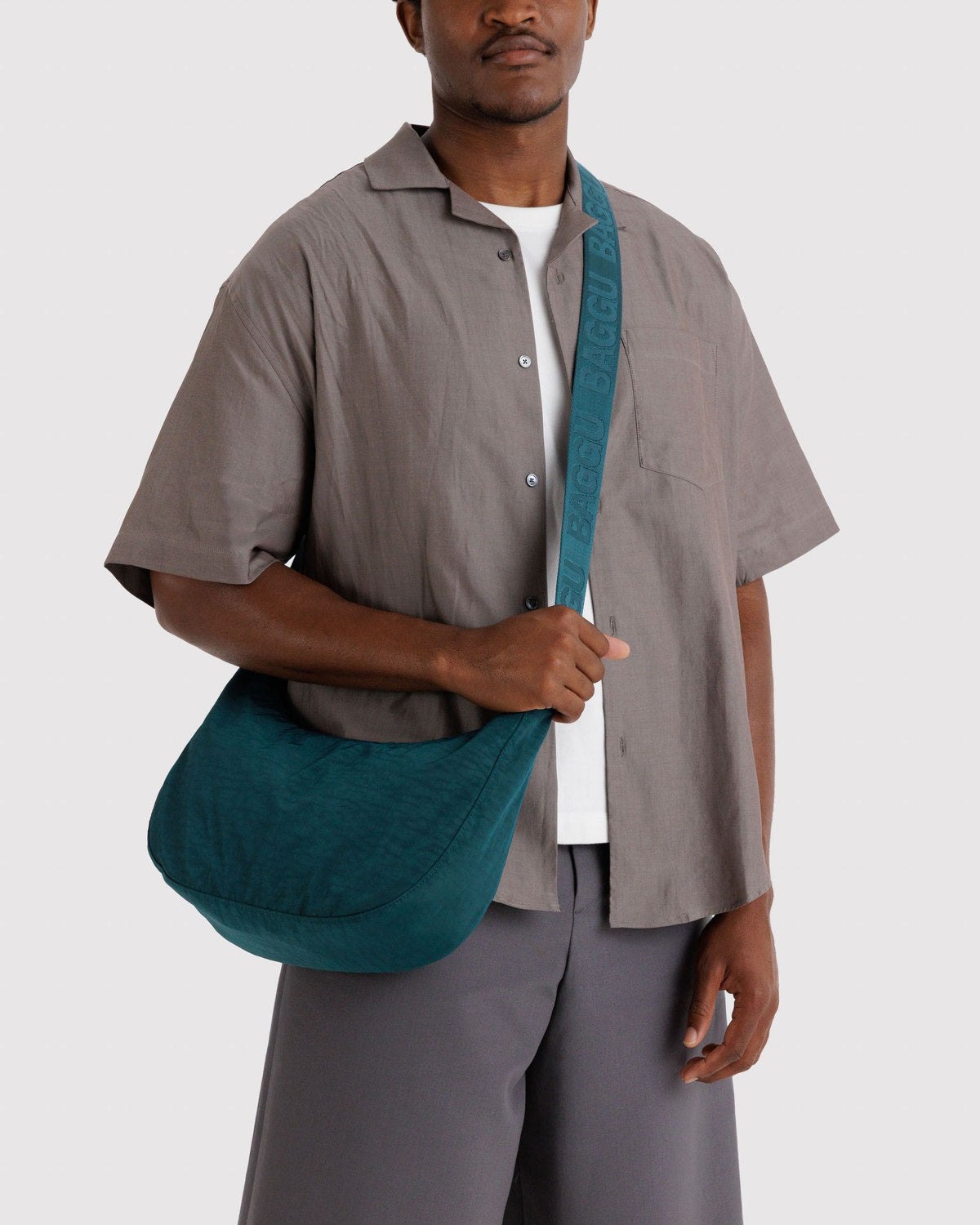 Medium Nylon Crescent Bag Deep Sea | Baggu On Sale