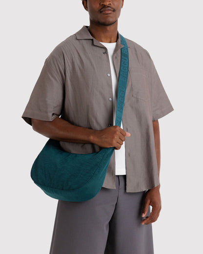 Medium Nylon Crescent Bag Deep Sea | Baggu On Sale