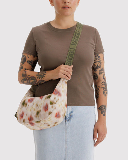 Medium Nylon Crescent Bag Abstract Floral | Baggu Sale
