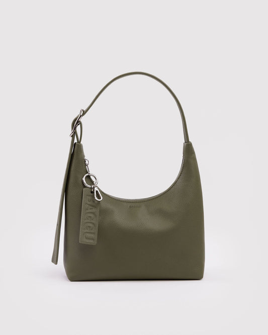 Mini Recycled Leather Shoulder Bag Loden | Baggu Online Store