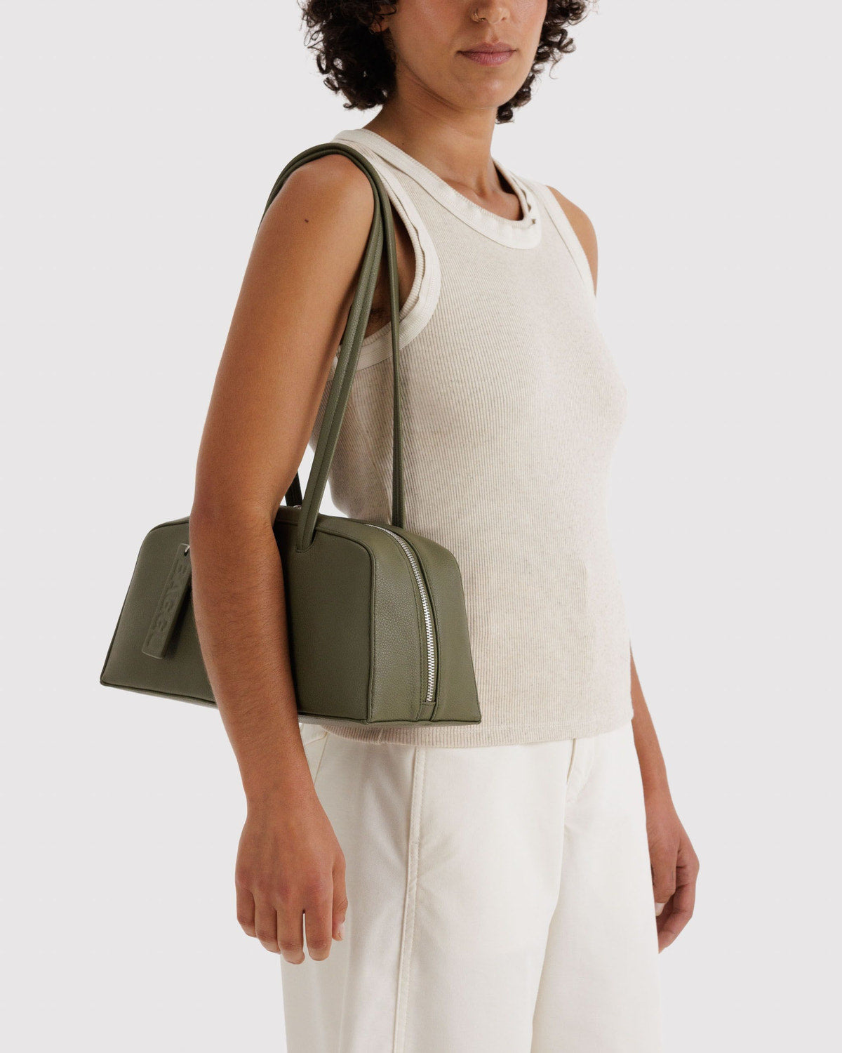 Recycled Leather Bowler Bag Loden | Baggu On Sale