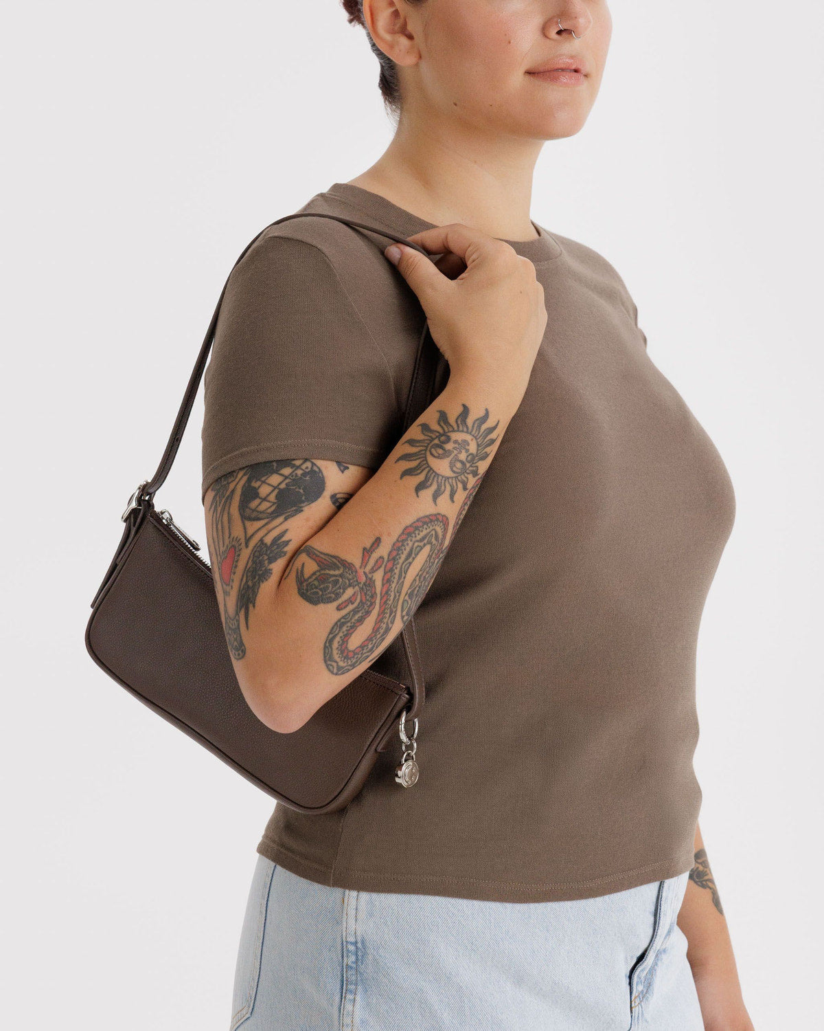 Recycled Leather Pochette Brown | Baggu Sale