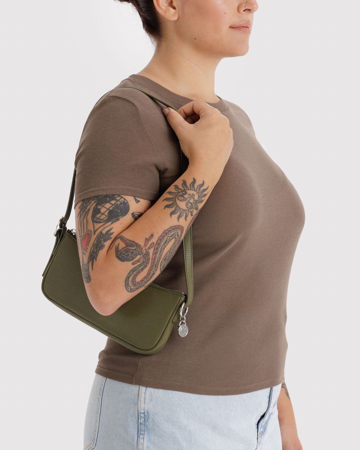 Recycled Leather Pochette Loden | Baggu Online Store
