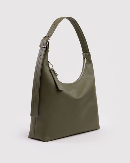 Recycled Leather Shoulder Bag Loden | Baggu Online