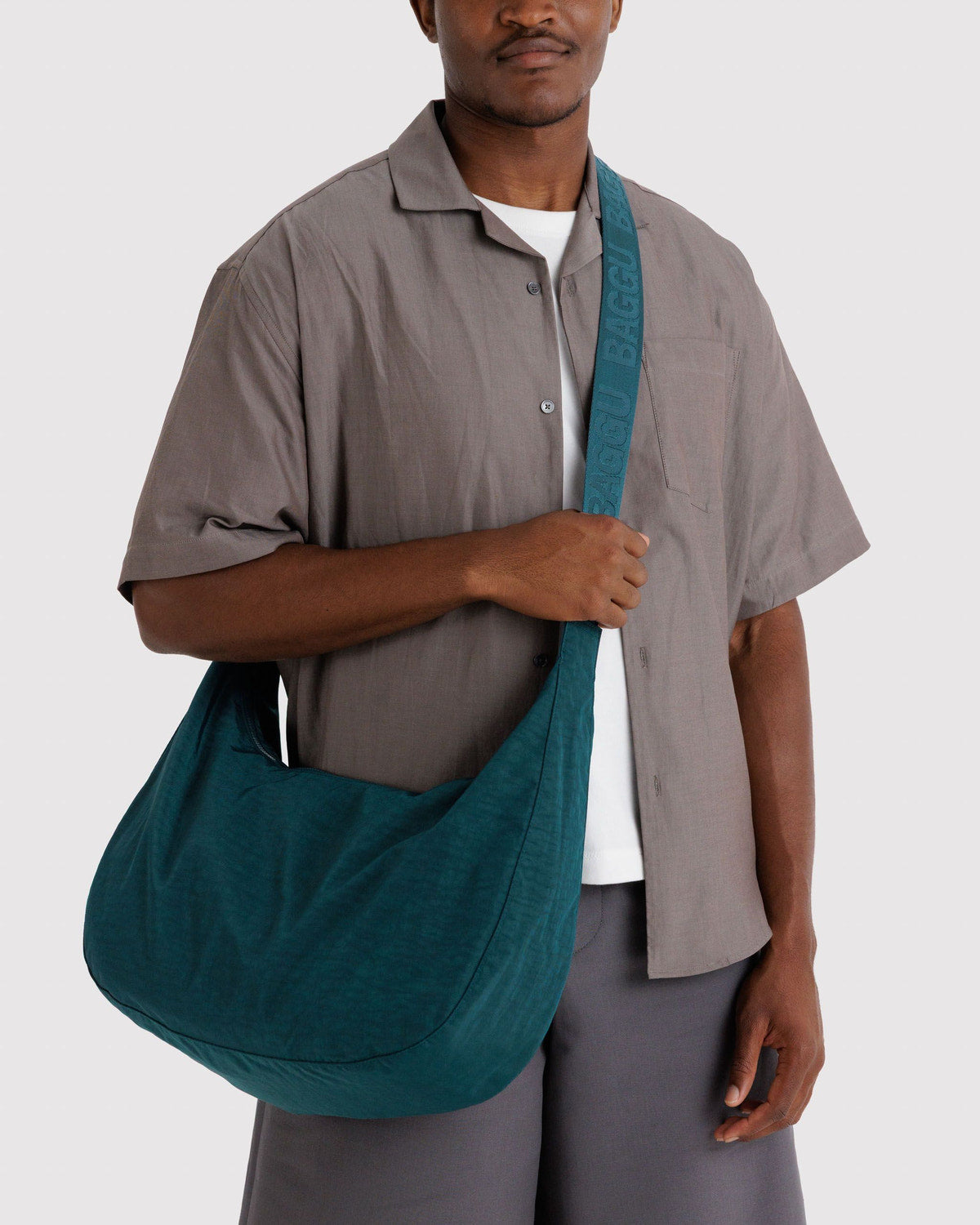 Large Nylon Crescent Bag Deep Sea | Baggu Discount