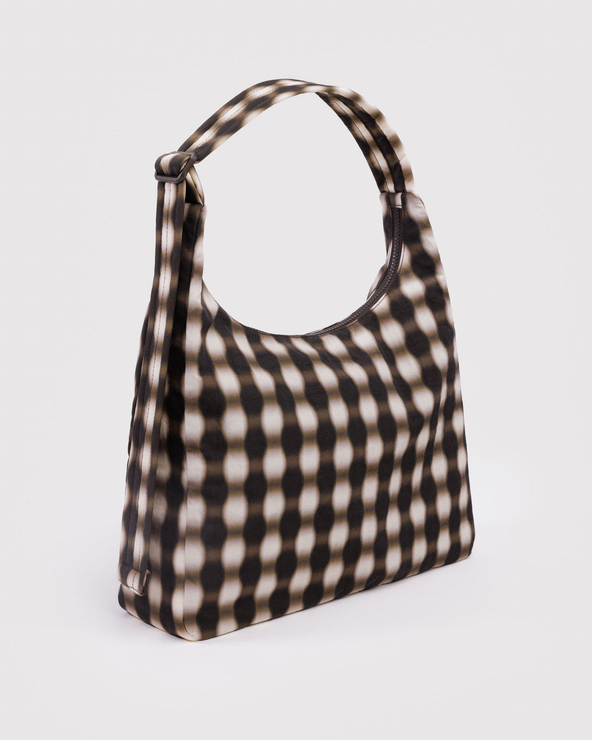Nylon Shoulder Bag Blurred Gingham Brown | Baggu Sale