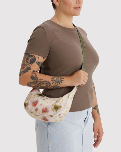 Small Nylon Crescent Bag Abstract Floral | Baggu On Sale