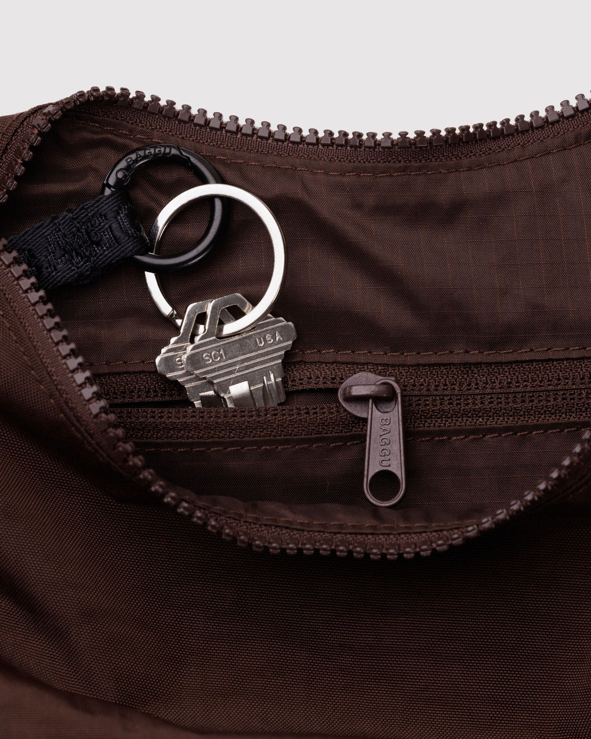 Small Nylon Crescent Bag Coffee | Baggu On Sale