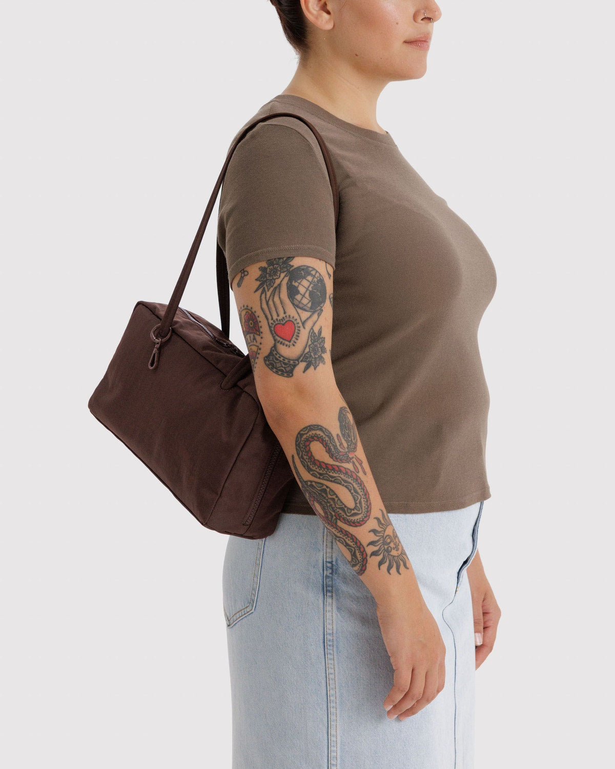 Nylon Bowler Bag Coffee | Baggu On Sale