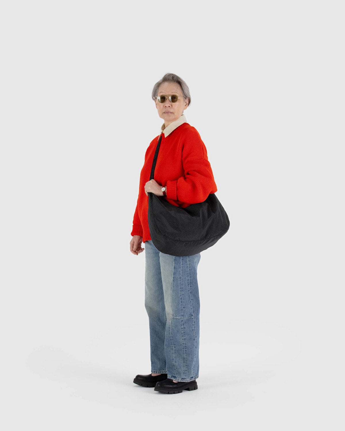 Large Nylon Crescent Bag Black | Baggu Online