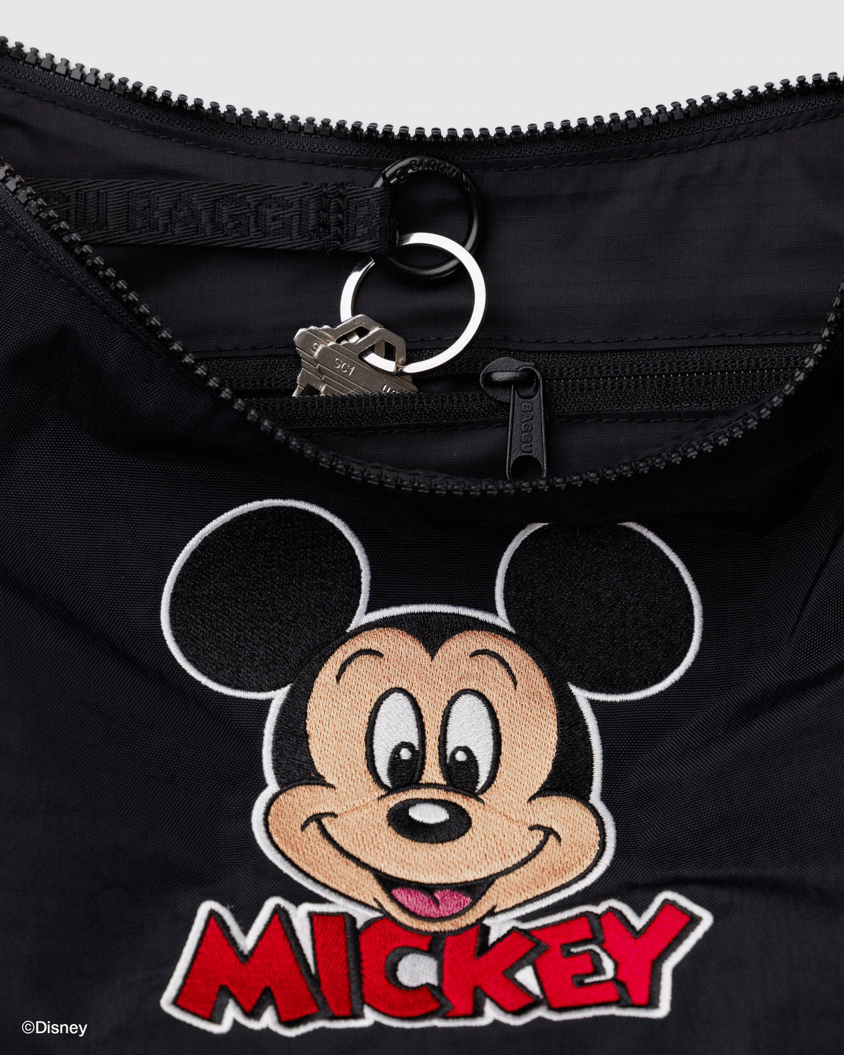 Medium Nylon Crescent Bag Embroidered Mickey Mouse Club | Baggu Online Store