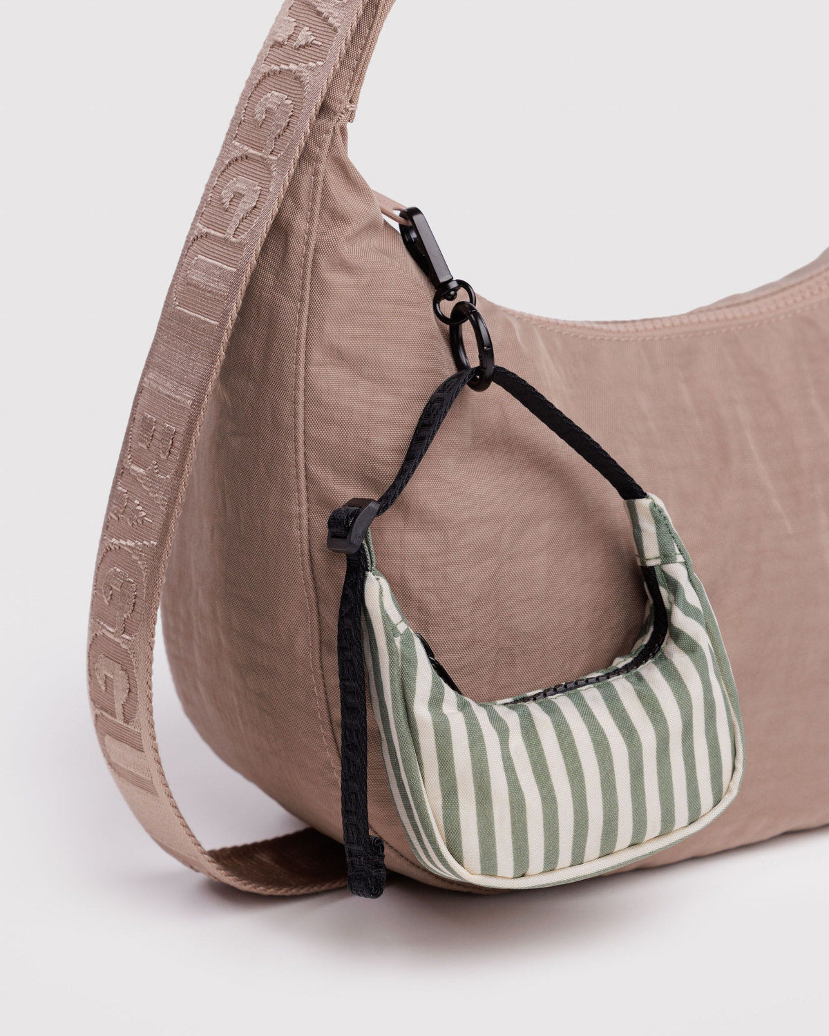 Crescent Bag Charm Sage Stripe | Baggu Online Store