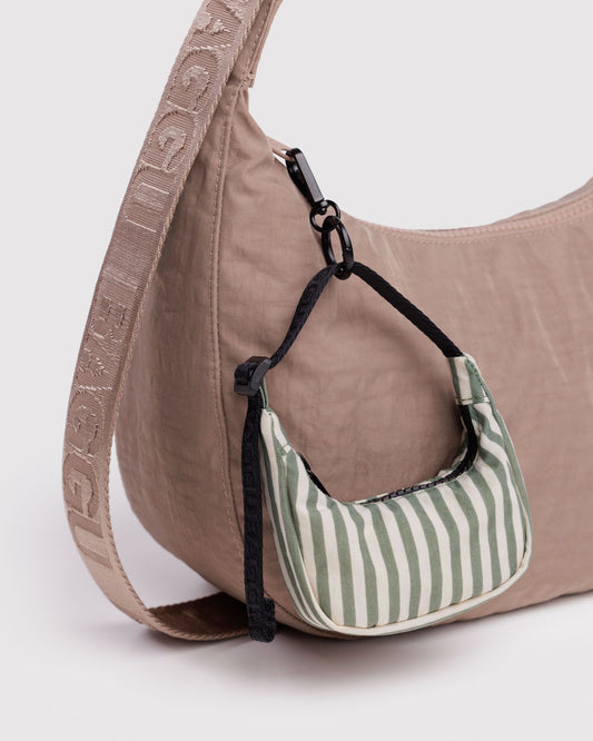 Baggu Crescent Bag Charm Sage Stripe