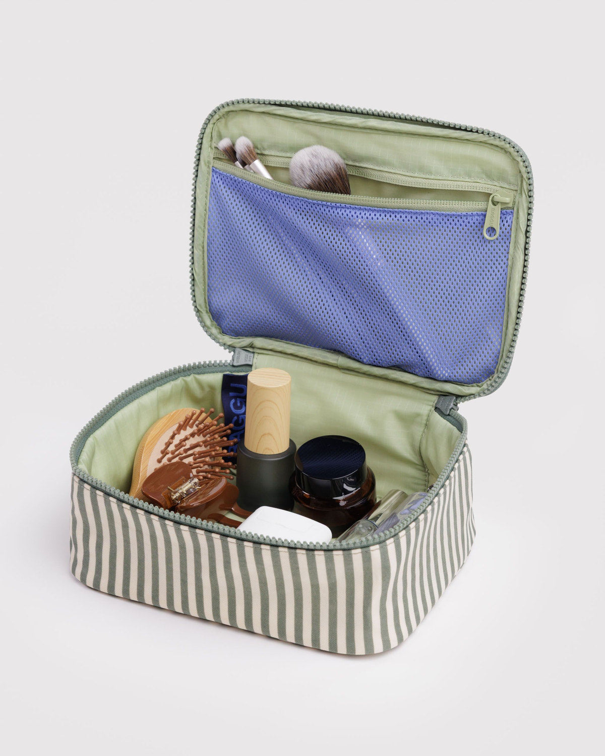 Small Cosmetic Case Sage Stripe | Baggu On Sale