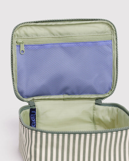Small Cosmetic Case Sage Stripe | Baggu On Sale