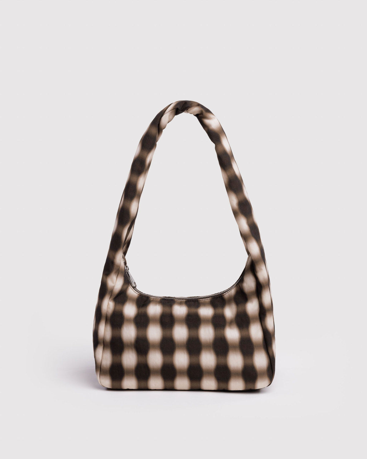 Small Nylon Meringue Bag Blurred Gingham Brown | Baggu Discount