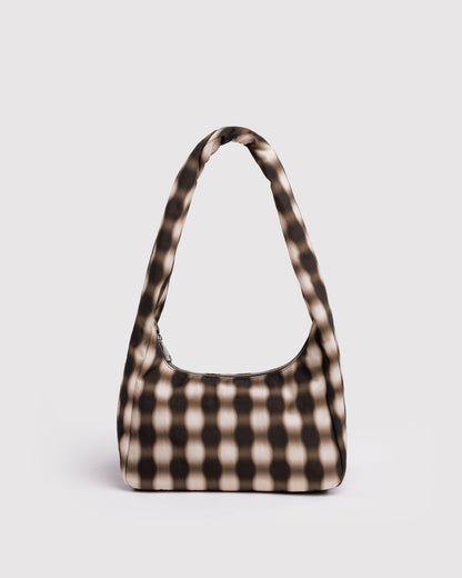 Small Nylon Meringue Bag Blurred Gingham Brown | Baggu Discount