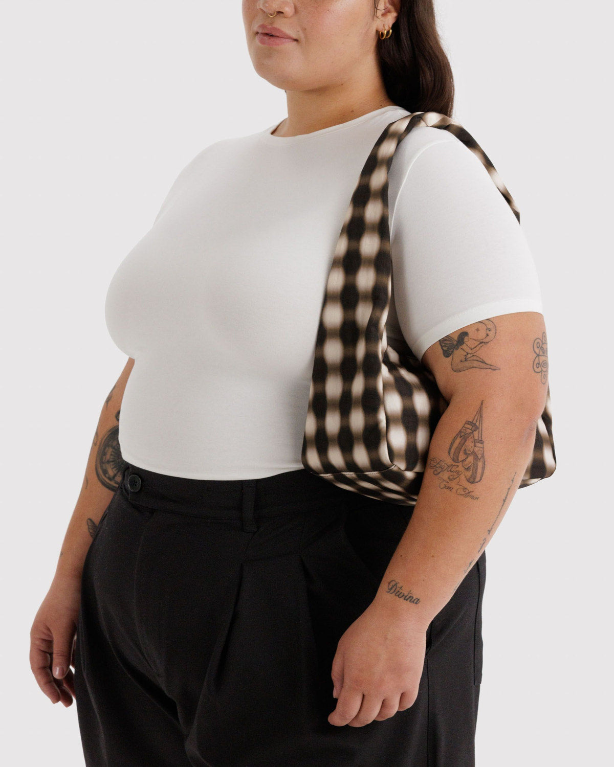 Small Nylon Meringue Bag Blurred Gingham Brown | Baggu Discount