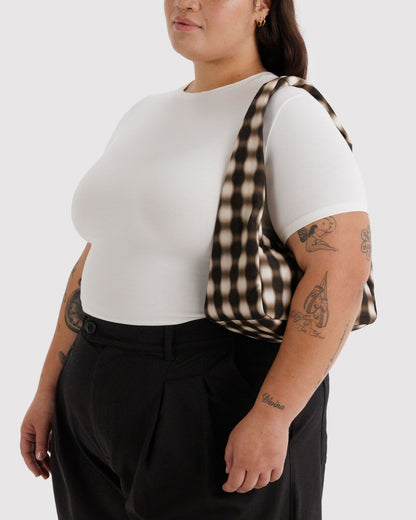 Small Nylon Meringue Bag Blurred Gingham Brown | Baggu Discount