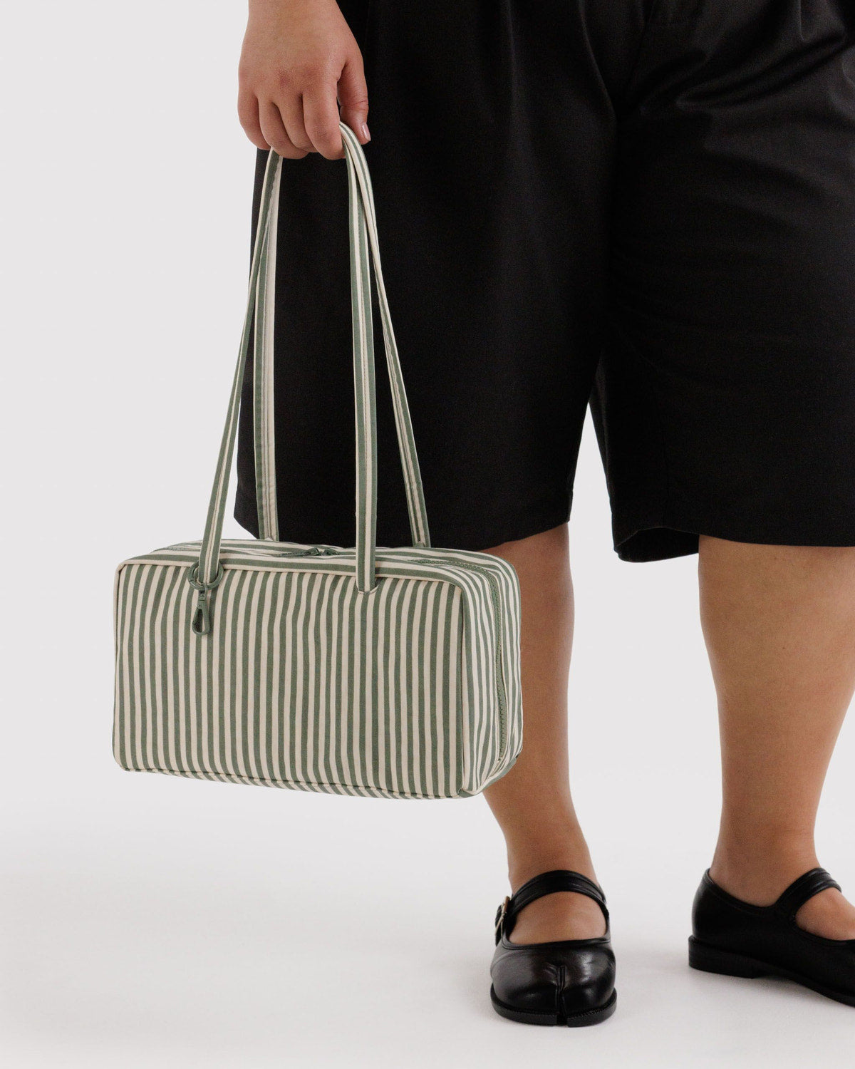 Nylon Bowler Bag Sage Stripe | Baggu Online Store