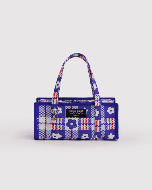 Mini Nylon Market Bag Market Plaid Blue | Baggu Outlets