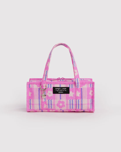 Mini Nylon Market Bag Market Plaid Pink | Baggu Sale