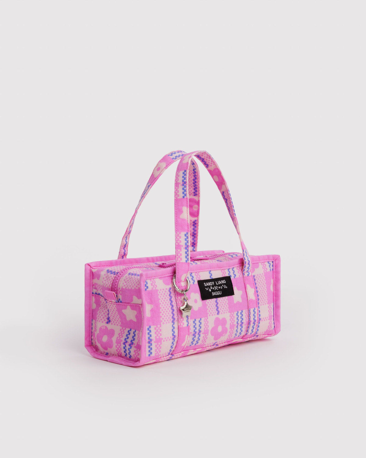 Mini Nylon Market Bag Market Plaid Pink | Baggu Sale
