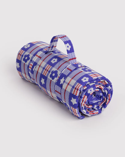 Puffy Picnic Blanket Market Plaid Blue | Baggu Online Store